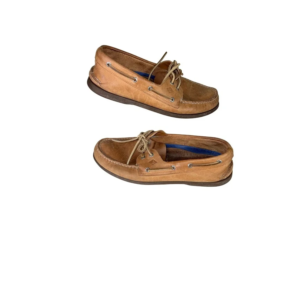 Sperry Top-Sider Authentic Original Boat Shoes Tan Leather Mens 11.5 M